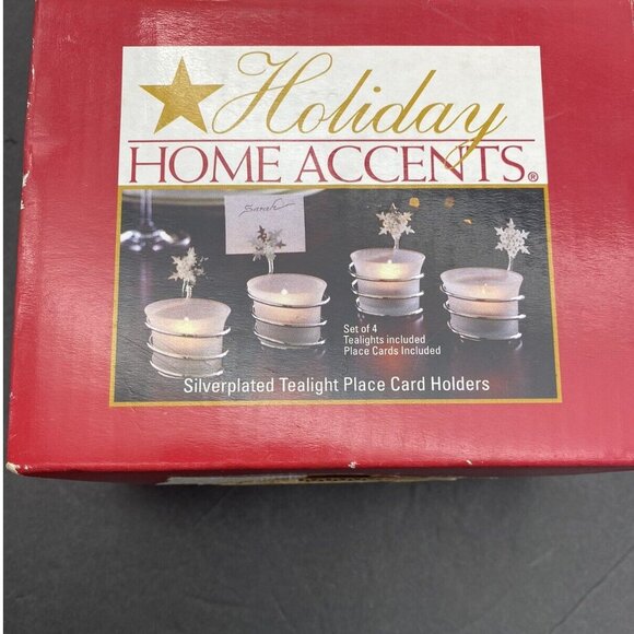 Christmas Tealight Place Card Holders Silverplate Snowflake Lot Of 3 Home Accent - Picture 8 of 8